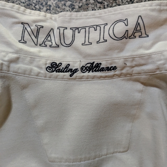 Nautica Men's Navy and Yellow Striped Shirt - Picture 4 of 4